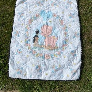 Precious Moments Baby Quilt Bedding Pig Skunk Nursery Decor Vintage Blanket